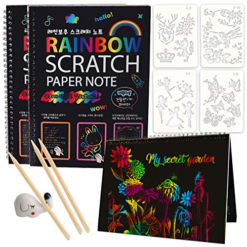 Scratch Art Book for Kids Set with Large Rainbow Scratch Paper + Anima –  ToysCentral - Europe