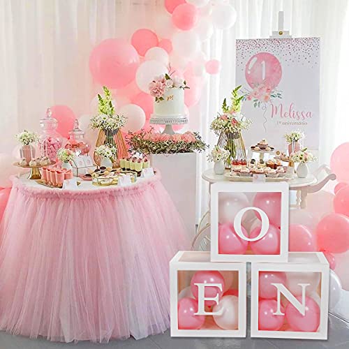 First Birthday Balloon Boxes Decoration for Baby Girl - 3Pcs