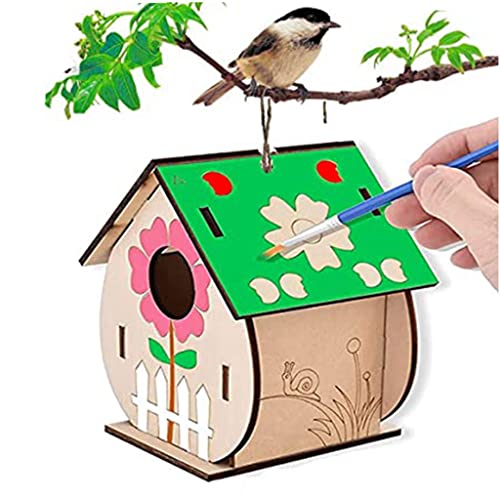 Crafts For Kids Ages 4-8 - 2 Pack Diy Bird House Kit - Build And Paint  Birdhouse(includes Paints & Brushes) Wooden Arts