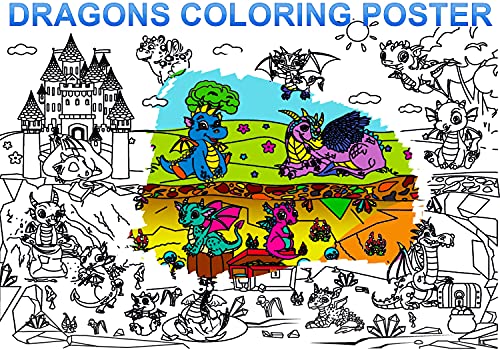 ALEX Art, Large Coloring Poster - Dragon Big Giant Coloring Sheets