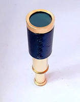 Colors Golden & Black 6 Inch Lather Telescope - Antique Brass Spyglass Handcrafted Gift Item