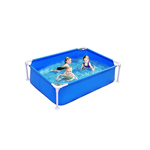 QIAOLI Swimming Pool Metal Frame Swimming Pool Outdoor Above Ground Round Paddling Pool with Easy Set-Up for Garden Backyard Blow Up Pool ( Color : Blue , Size : 180x140x60cm )