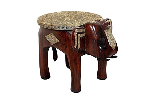 Manvi Creation Handmade Beautiful Wooden Crafts Elephant Shape Decorative Stool, Stool, Wooden Stool, Handmade Designer Wooden Elephant Stool, Gift Item.