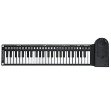 Load image into Gallery viewer, 49 Keys Roll Up Piano Keyboard Lightweight Portable Electric Hand Roll Keyboard Piano Musical Gift with Built-in Speaker and 3.5mm Output Jack for Beginners Kids Children(black)
