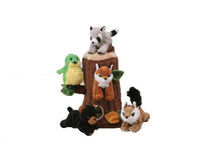 Plush Treehouse with Animals - Five (5) Stuffed Forest Animals