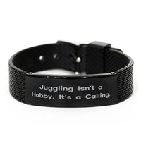 Juggling Isn't a Hobby. It's a Calling. Juggling Black Shark Mesh Bracelet, Special Juggling Gifts, Engraved Bracelet for Men Women