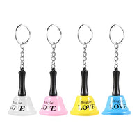 Toyvian 4pcs Hand Bell Keychain Metal Ring Bell Keyring Christmas Rattle Hanging Metal Bell Handbag Purse Backpack Keychain for Calling Attention Shaker Rattle
