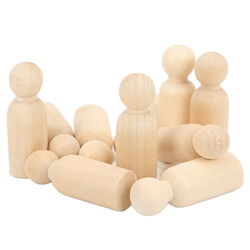 10PCS Wooden Peg Doll Unfinished Wooden People Bodies Angel Dolls Unfinished Family Peg Dolls Wooden People Figures for DIY Arts Craft(Male)