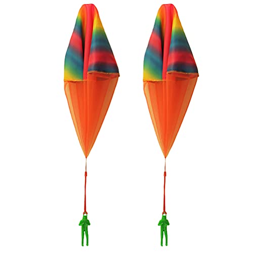PRETYZOOM 2 Piece Hand Throw Mini Soldier Parachute Toys Outdoor Flying Toys for Kids Hawaiian Favors