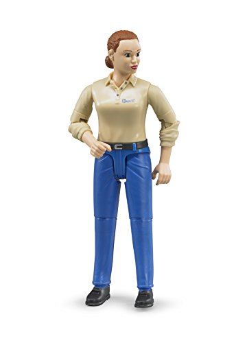 Bruder Toys - Bworld Woman Action Figure Light Skintoned and Blue Jeans with Grasping Hands and Moveable Limbs and Head - Ages 4+