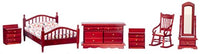 Mahogany Master Bedroom Dollhouse Miniature Set