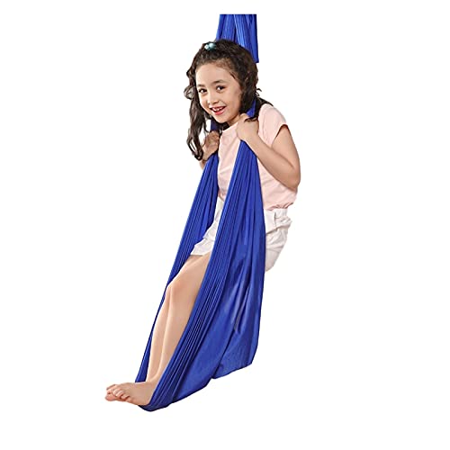 XMSM Indoor Therapy Swing Chair for Kids and Teens, Cuddle Hammock Adjustable Aerial Yoga, Durable Calming Chair Autistic Children (Color : Blue, Size : 100x280cm/39x110in)
