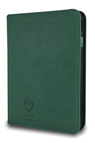 Card Guardian - 9 Pocket Premium Binder with Zipper for 360 Cards - Side Loading Pockets for Trading Card Games TCG (Green)