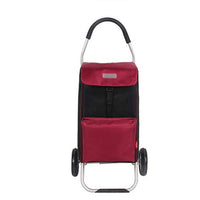 Aluminum Alloy Shopping Cart Portable Folding Shopping Cart Home Grocery Shopping Cart (Color : Red)