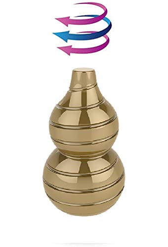 Walsunte Desktop Toys Stress Relief Gift Fengshui Wu Lou/Hulu Gourd Aluminium Alloy Full Body Optical Illusion Spinner (Gold Color)