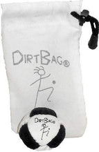 Load image into Gallery viewer, Dirtbag Classic Footbag Hacky Sack with Pouch, Flying Clipper Original Dirtbag with Signature Carry Bag - Black/White/White Pouch.
