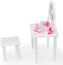Load image into Gallery viewer, Playtime by Eimmie Furniture Set - Vanity and Stool Set with Makeup Accessories - Vanity Set for 18 Inch Dolls
