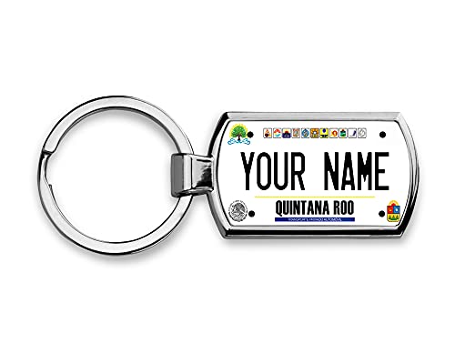 BRGiftShop Personalized Custom Name License Plate Mexico Quintana Roo Metal Keychain