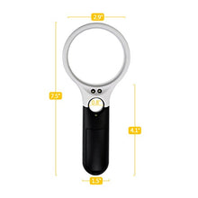 Load image into Gallery viewer, obmwang 3 LED Light 3X 45x Handheld Magnifier Illuminated Reading Magnifying Glass Lens Jewelry Loupe Ideal for Reading, Crafts, Hobby, Black and White Stitching
