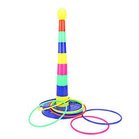 Toss Game, Children Kids Colorful Ring Throwing Toss 1 Set Pillars + 8 Sets Rings Ringtoss Toys Game Set Birthday Party Indoor Outdoor Interactive Toys(Toy) Children's Outdoor Toys