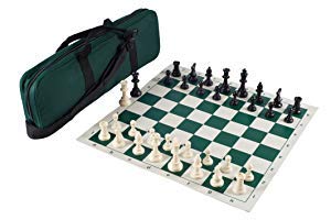 Heavy Tournament Triple Weighted Chess Set Combo - Forest Green