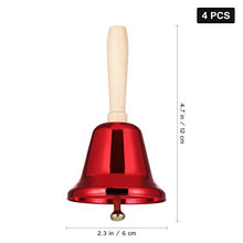 Load image into Gallery viewer, Amosfun 4pcs Metal Handbell Christmas Rattle Bell Tea Hand Bell Service Bell School Hand Bell for Wedding Events Christmas (2pcs Golden 2pcs Red)
