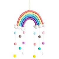 ZSQSM Baby Crib Mobile Wooden Wind Chime Bed Bell Baby Mobile Baby Bed Wind Chimes Hanging Clouds Raindrops Rainbow Tassels Wind Chimes for Newborn Baby, One size