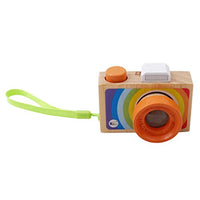 LoveAloe Mini Wooden Camera Toy with Multi-Prism Kaleidoscope Portable Camera for Children Boys Girls,(Orange) Portable