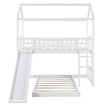 Load image into Gallery viewer, Twin Over Twin Bunk Bed with Slide, House Bunk Bed with Slide, Playhouse Bed for Toddlers Kids Girls Boys - White

