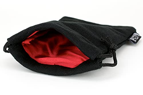 Classic Large Dice Bag - 5x8 Inches with Drawstring Closure and Durable Design - Holds 100+ Polyhedral Dice (Red Interior)