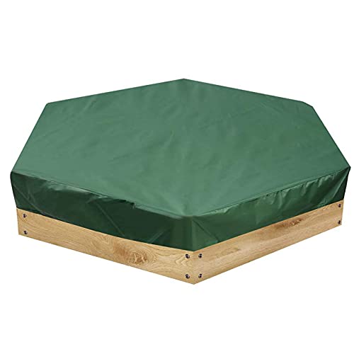 Sandpit Cover for Sandbox with Drawstring,Oxford Cloth Sandbox Canopy Waterproof Sandpit Pool Cover Patio Anti UV Green Sandbox Covers Hexagon Kids Toy, for Home Garden Outdoor Pool (180150cm)