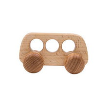 Load image into Gallery viewer, Wooden Baby Toys Montessori Toys Set Wooden Rattles Grasping Toys Wood Ring 4pcs, Bus Toy Set

