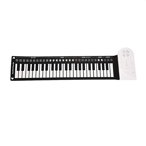 49 Keys Roll Up Piano Keyboard Lightweight Portable Electric Hand Roll Keyboard Piano Musical Gift with Built-in Speaker and 3.5mm Output Jack for Beginners Kids Children(White)