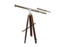 Load image into Gallery viewer, THORINSTRUMENTS (with device) Vintage Solid Brass Marine Navy Double Barrel Telescope Brown Wooden Tripod
