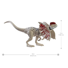 Load image into Gallery viewer, Jurassic World Fierce Force Dilophosaurus Dinosaur Action Figure Movable Joints, Realistic Sculpting &amp; Single Strike Feature, Kids Gift Ages 3 Years &amp; Older
