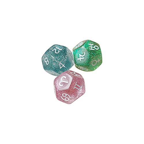zhuohai 3 Pieces 12-Sided Astrological Dice, Acrylic Constellation Dice for Constellation Divination Tarot Cards Accessory