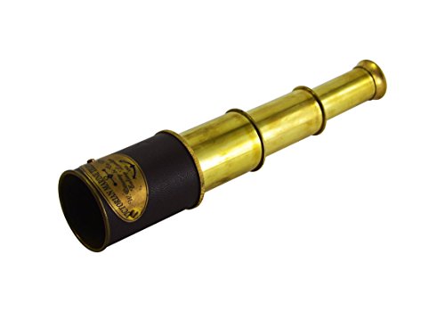 Collectible Nautical Brass Telescope with Black Lather Grip Maritime Telescope Nautical Gift