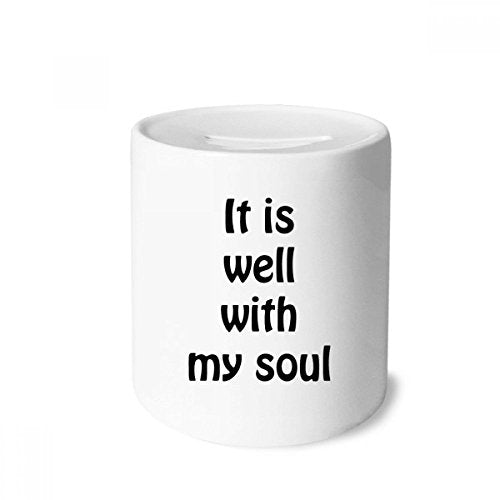 DIYthinker It is Well with My Soul Christian Quotes Money Box Ceramic Coin Case Piggy Bank Gift