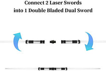 Load image into Gallery viewer, Beyondtrade 2-in-1 Lightsabers for Kids Anti-Breaking LED Light up Sword FX Dual Saber with Sound (Motion Sensitive) for Galaxy War Fighters Halloween Costume Accessories Xmas Presents

