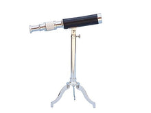 Load image into Gallery viewer, Chrome with Leather Telescope on Stand 17&quot; - Chrome Telescope - Leather Telesco
