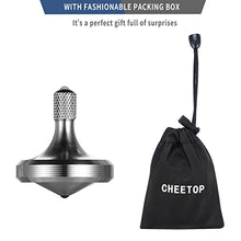 Load image into Gallery viewer, CHEETOP Precision Metal Spinning Top, Well Made Stainless Steel Spin Long Lasting Exceed 8 Mins Desktop Gyro EDC Toy, Perfect Balance Easy to Use Kill Time Efficiently (Pro Max-Silver)
