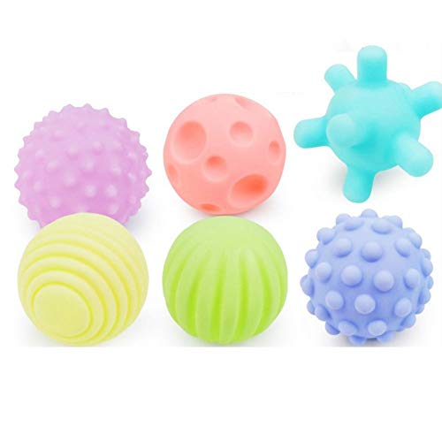 Baby Ball, Child Hand Ball TPU Multi-Touch Textured Senses Touching Training Soft Baby Toy for Over Three Months Children(6Pcs / Set)