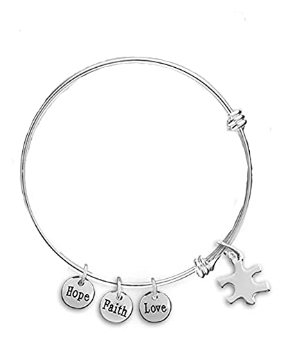 Small Autism Puzzle Piece Retractable Bracelets  Perfect for Awareness, Gift-Giving, Fundraising & More (10 Bracelets)