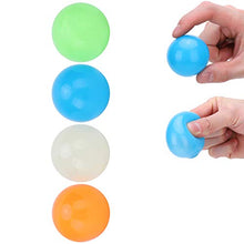 Load image into Gallery viewer, 4pcs Sticky Ball Stress Toy, Luminous Stress Relief Balls Fluorescent Sticky Target Wall Ball Decompression Toy for Kid Boys Girls Gift(65mm-4-color)
