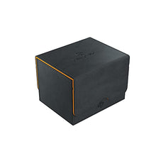 Load image into Gallery viewer, Sidekick 100+ XL Convertible Deck Box | Sideloading Card Storage Box with Removable Cover | Holds 100 Double-Sleeved Cards in Extra Thick Inner Card Sleeves | Black &amp; Orange Color | Made by Gamegenic
