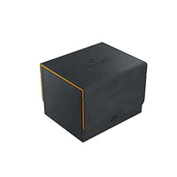 Sidekick 100+ XL Convertible Deck Box | Sideloading Card Storage Box with Removable Cover | Holds 100 Double-Sleeved Cards in Extra Thick Inner Card Sleeves | Black & Orange Color | Made by Gamegenic