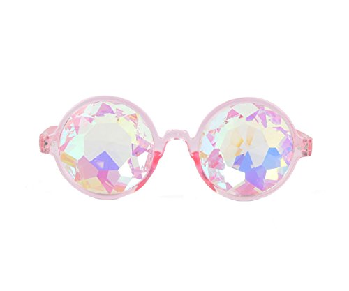 Premium Kaleidoscope Cosplay Goggles Best Rave Diffraction Crystal Lenses Pink