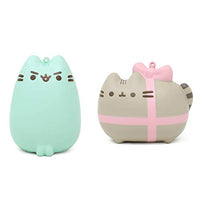 Hamee Pusheen Cute Cat Slow Rising Squishy Toy (2 Piece Set, Gift Wrapped & Pusheenosaurus) [Christmas Tree Ornaments, Gift Box, Party Favors, Gift Basket Filler, Stress Relief Toys]