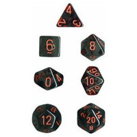 Polyhedral 7-Die Translucent Dice Set - Smoke with Red