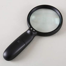 Load image into Gallery viewer, TOYANDONA Lighted Magnifying Glass 3X Handheld Large Magnifying Glass with 12 LED Light for Jewelry Repair Tool Reading Hobbyists Black 90mm
